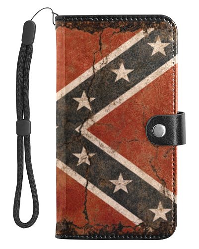 rustic Confederate Battle Flag faux leather phone wallet
